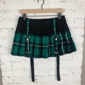 Tripp NYC Vintage Green Plaid Mini Skirt Small